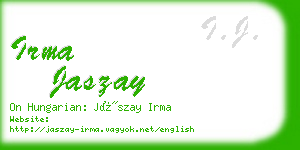 irma jaszay business card